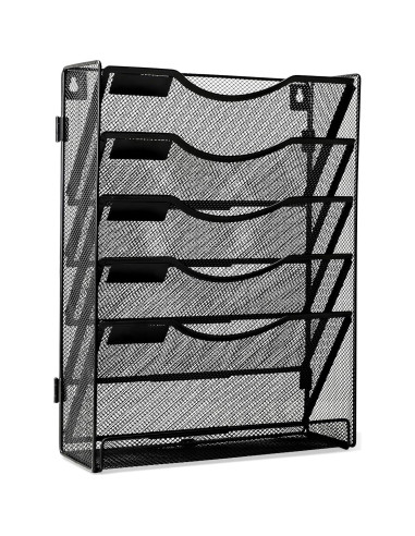 Soporte de Archivo de Pared EasyPAG, 5 Niveles, Negro, 2 Piezas