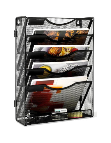 Soporte de Archivo de Pared EasyPAG, 5 Niveles, Negro, 2 Piezas