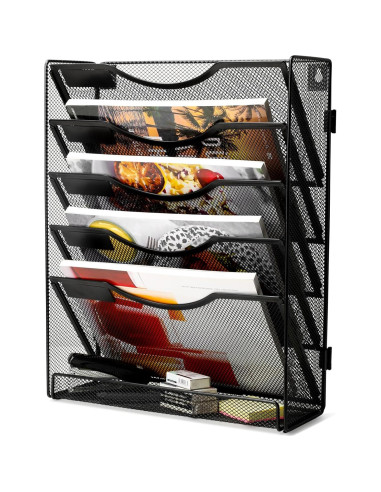 Soporte de Archivo de Pared EasyPAG, 5 Niveles, Negro, 2 Piezas