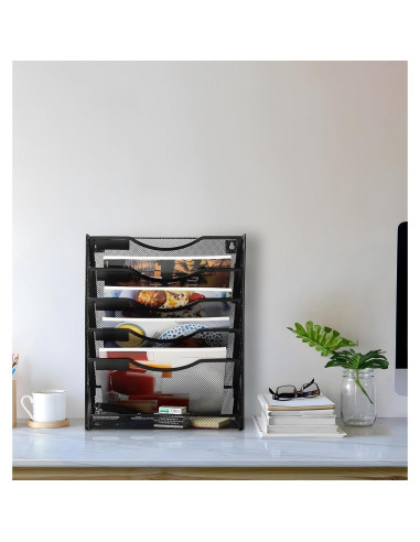 Soporte de Archivo de Pared EasyPAG, 5 Niveles, Negro, 2 Piezas