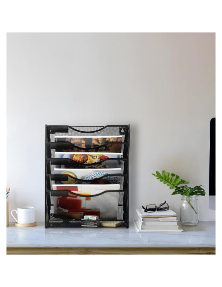 Soporte de Archivo de Pared EasyPAG, 5 Niveles, Negro, 2 Piezas