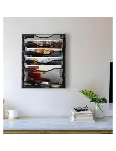 Soporte de Archivo de Pared EasyPAG, 5 Niveles, Negro, 2 Piezas