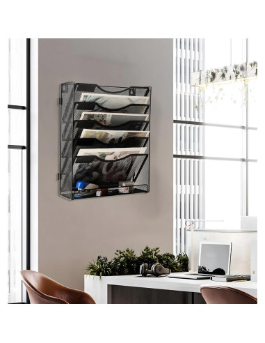 Soporte de Archivo de Pared EasyPAG, 5 Niveles, Negro, 2 Piezas