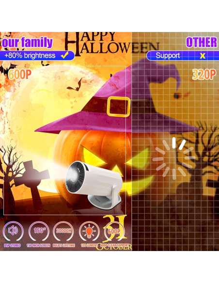 Proyector Mini Yleegs X8 con WiFi y Bluetooth, HD 1080P