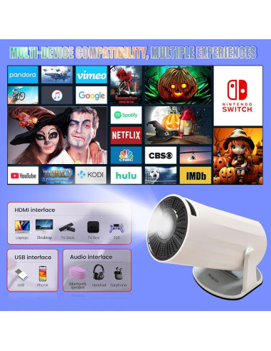 Proyector Mini Yleegs X8 con WiFi y Bluetooth, HD 1080P