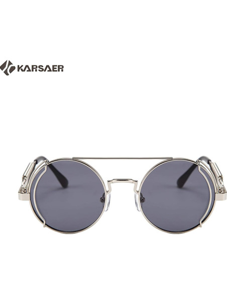 Gafas de sol Karsaer Steampunk Retro Redondas Metal Plata