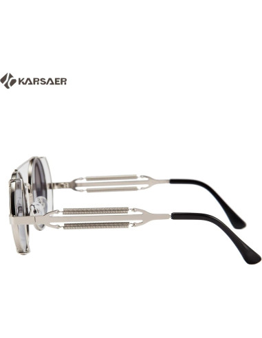 Gafas de sol Karsaer Steampunk Retro Redondas Metal Plata
