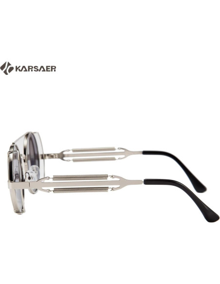 Gafas de sol Karsaer Steampunk Retro Redondas Metal Plata