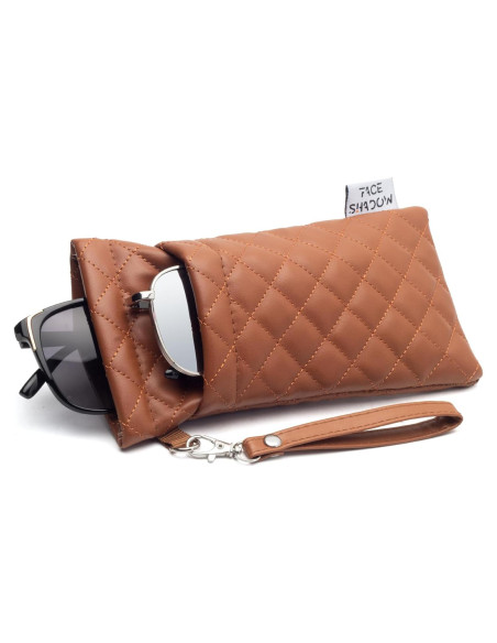 Estuche para Gafas Doble Cristal Marrón PU 180x90mm