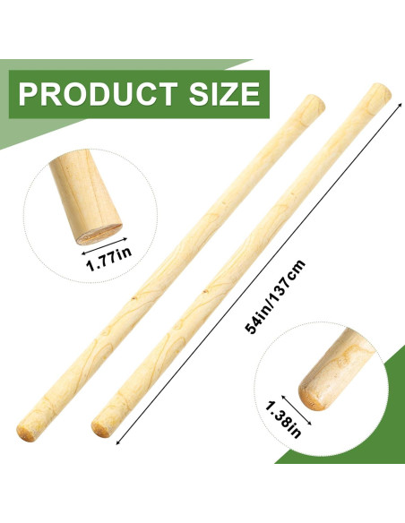 Mangos de Madera Sólida Lasnten 137 cm para Herramientas de Jardín