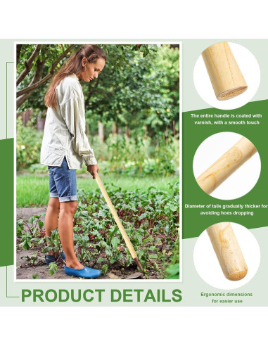 Mangos de Madera Sólida Lasnten 137 cm para Herramientas de Jardín