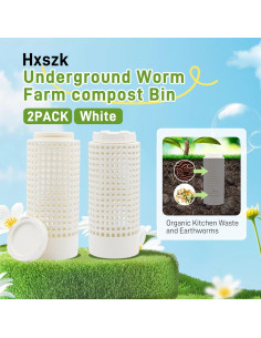 Bin de Compostaje de Gusanos Hxszk - Paquete de 2, 30 cm PVC 2