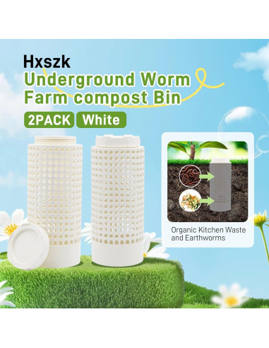 Bin de Compostaje de Gusanos Hxszk - Paquete de 2, 30 cm PVC