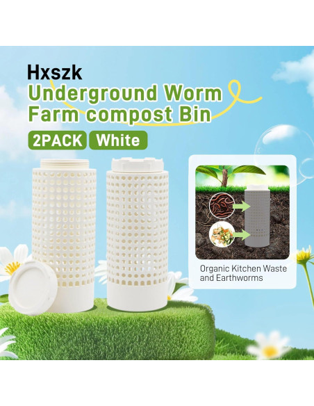 Bin de Compostaje de Gusanos Hxszk - Paquete de 2, 30 cm PVC