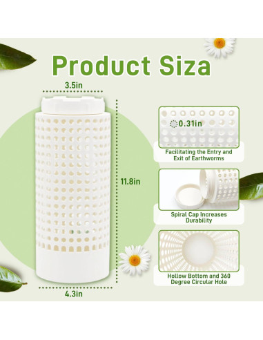 Bin de Compostaje de Gusanos Hxszk - Paquete de 2, 30 cm PVC