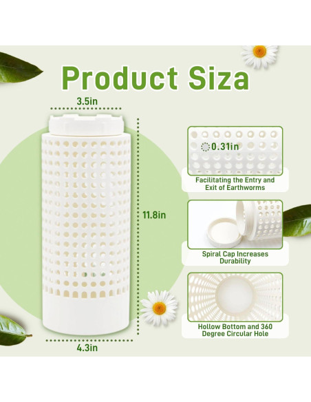 Bin de Compostaje de Gusanos Hxszk - Paquete de 2, 30 cm PVC