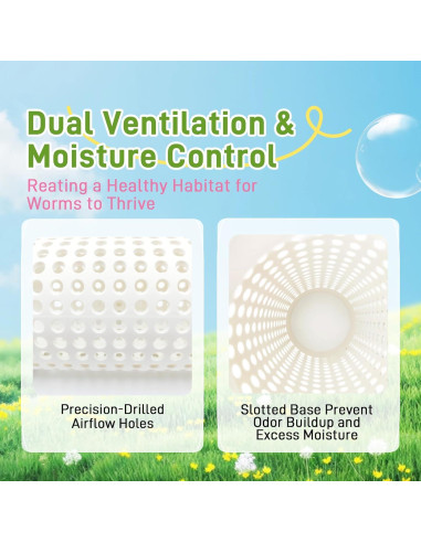 Bin de Compostaje de Gusanos Hxszk - Paquete de 2, 30 cm PVC