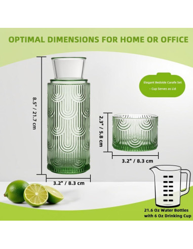 Juego de jarra y vaso de vidrio TANMESSO 640 ml Verde