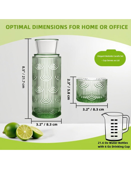 Juego de jarra y vaso de vidrio TANMESSO 640 ml Verde