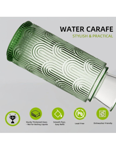 Juego de jarra y vaso de vidrio TANMESSO 640 ml Verde