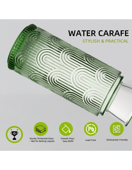 Juego de jarra y vaso de vidrio TANMESSO 640 ml Verde