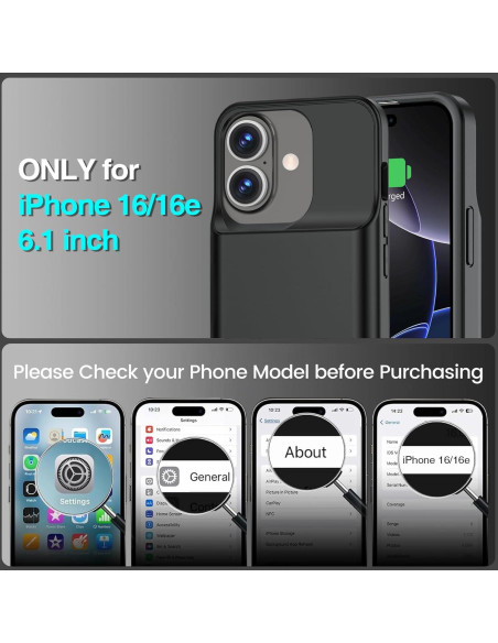 Funda de Batería BOPPS para iPhone 16 - 8500mAh, Soporte Invisible