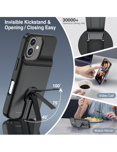 Funda de Batería BOPPS para iPhone 16 - 8500mAh, Soporte Invisible