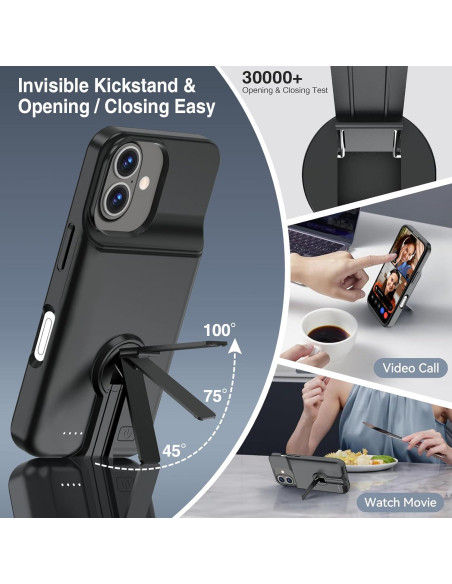 Funda de Batería BOPPS para iPhone 16 - 8500mAh, Soporte Invisible
