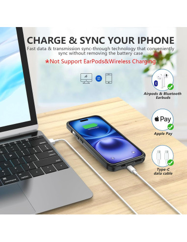 Funda de Batería BOPPS para iPhone 16 - 8500mAh, Soporte Invisible