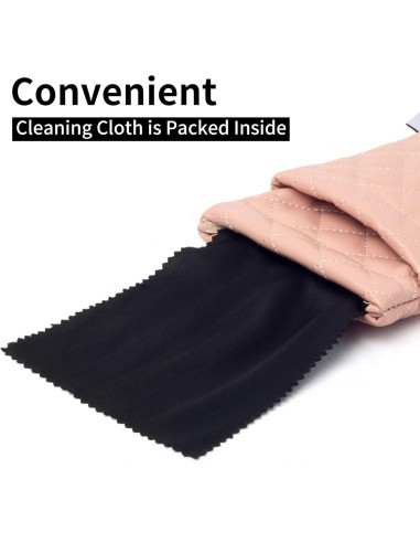 Estuche Doble para Gafas Rosa PU con Tapa y Paño de Limpieza