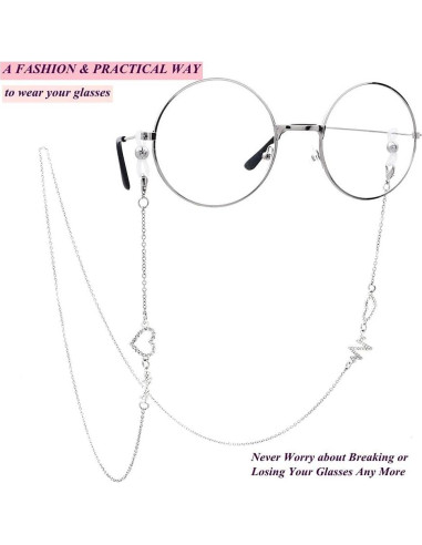 Cadena Lanyard KAI Top para Gafas y Mascarillas Plateada