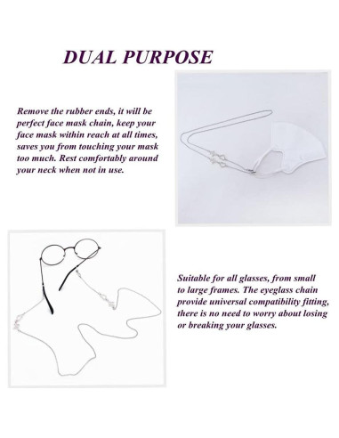 Cadena Lanyard KAI Top para Gafas y Mascarillas Plateada