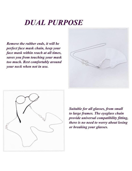 Cadena Lanyard KAI Top para Gafas y Mascarillas Plateada