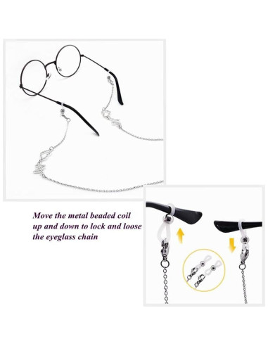 Cadena Lanyard KAI Top para Gafas y Mascarillas Plateada