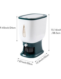 Dispensador de arroz 10kg Kakalote con taza medidora verde 2