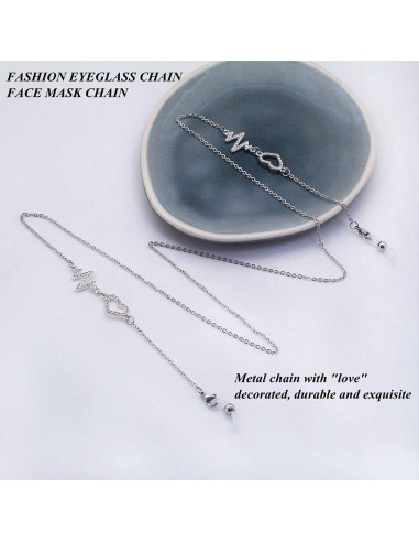 Cadena Lanyard KAI Top para Gafas y Mascarillas Plateada