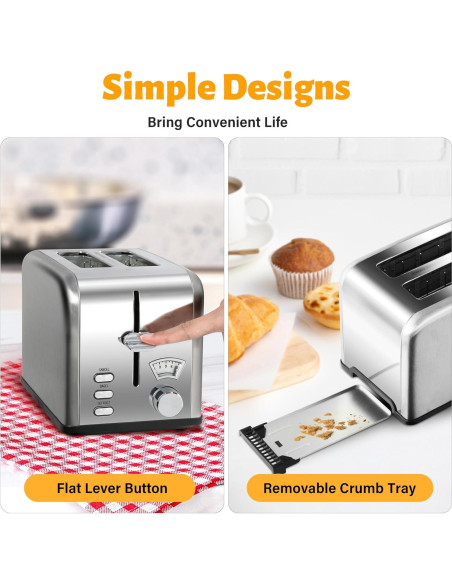 Tostadora HealSmart Acero Inoxidable 2 Rebanadas Plata