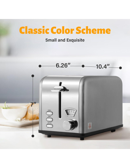 Tostadora HealSmart Acero Inoxidable 2 Rebanadas Plata