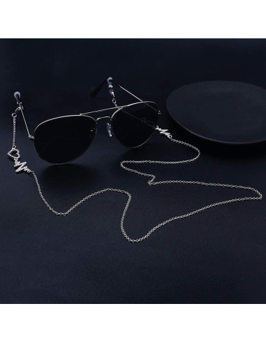 Cadena Lanyard KAI Top para Gafas y Mascarillas Plateada