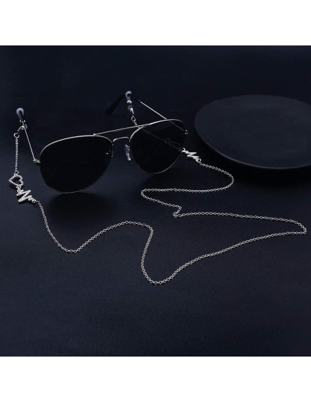 Cadena Lanyard KAI Top para Gafas y Mascarillas Plateada