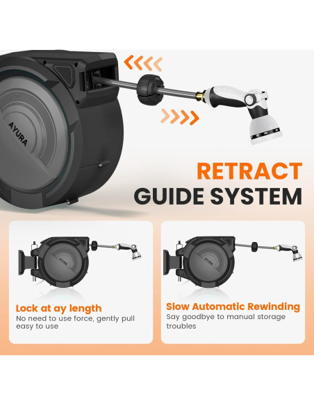Carrete de Manguera de Jardín Retráctil AYURA 20,12 m UV