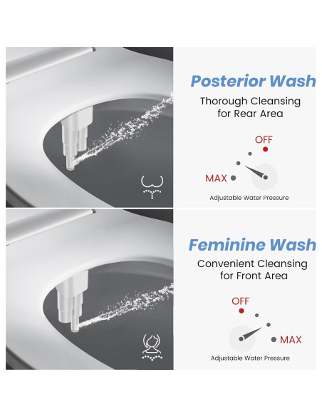 Accesorio de Bidet Shikitek Ultra Delgado Doble Boquilla Plata