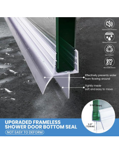 Paquete de 2 sellos inferiores ELYXIAN para puertas de ducha 6mm x 91.44cm 2
