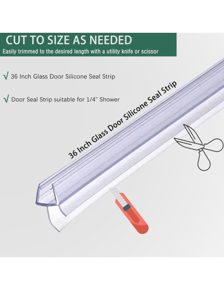 Paquete de 2 sellos inferiores ELYXIAN para puertas de ducha 6mm x 91.44cm