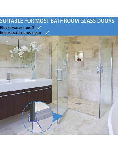 Paquete de 2 sellos inferiores ELYXIAN para puertas de ducha 6mm x 91.44cm