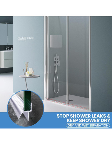 Paquete de 2 sellos inferiores ELYXIAN para puertas de ducha 6mm x 91.44cm