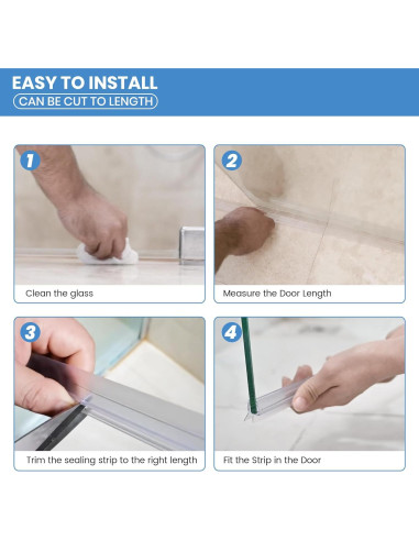 Paquete de 2 sellos inferiores ELYXIAN para puertas de ducha 6mm x 91.44cm