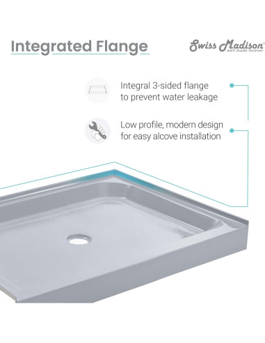 Base de Ducha Rectangular Swiss Madison 121.9 x 91.4 cm Gris