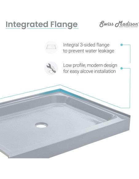 Base de Ducha Rectangular Swiss Madison 121.9 x 91.4 cm Gris