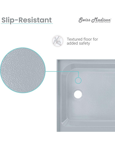 Base de Ducha Rectangular Swiss Madison 121.9 x 91.4 cm Gris